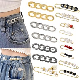 Pant Waist Tightener, No Sew and No Tool Detachable Button Pins for Jeans, Button for Jeans to Make Tighter, Adjustable Waistband Tightener for Pants Women