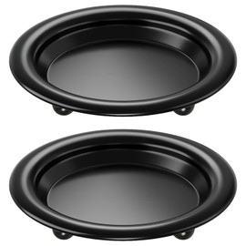 Apsvwys Black Candle Holders for Pillar Candles, 2PCS Metal Candle Plate Stand for Scented & LED Candles - Versatile Pillar Candle Holder Decor for Living Rooms, Dining Tables, Weddings