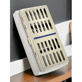 1 Each Sterilization Rack Box with 7 Place Holder Slots Autoclave Casssette - German Stainless Steel CE - Artlab (Blue)