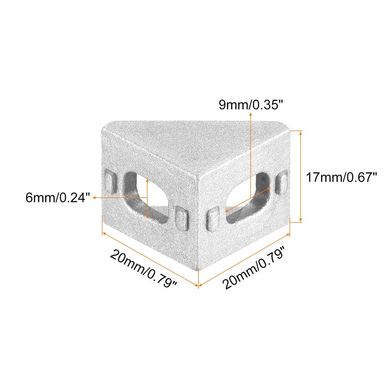 sourcing map 16Pcs Inside Corner Bracket Gusset, 20x20x17mm 2020 Angle
