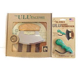 Alaska Ulu Knife And Chopping Bowl Set Bundle With Ulu Knife Sharpener, This Ulu Knife Can Be Used As Mezzaluna Chopper, Bolo Rolling Knife And Chopped Salad Tool.