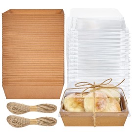 ZORRITA 100 Pack Charcuterie Boxes with Clear Lids, Disposable Paper Sandwich Boxes To Go Charcuterie Containers for Bakery Desserts, Strawberries, Cake Slice and Cookies (Brown)