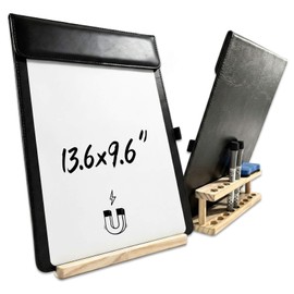 iNenya Magnetic Dry Erase Board with Clipboard,PU Leather Desktop Whiteboard for Office, Nursing School Essentials & Basketball Coaches,Small Dry Erase Board with Stand