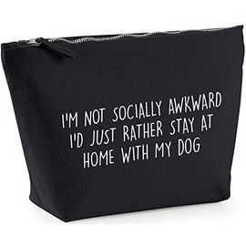 Hippowarehouse I'm Not Socially Awkward I'd Just Rather Stay at Home With My Dog printed make up cosmetic wash bag 18x19x9cm
