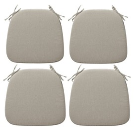 Magpie Fabrics Outdoor/Indoor 17"x16"x2" Chair Cushions with Ties Set of 4, Waterproof All Weather U-Shape Seat Pads Decoration for Patio Garden Furniture Home Office (Taupe)