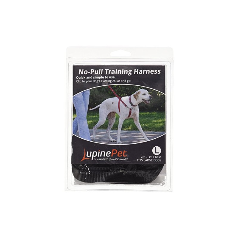 LupinePet Basics 1" Black 26-38" No Pull Harness for Medium-Larger