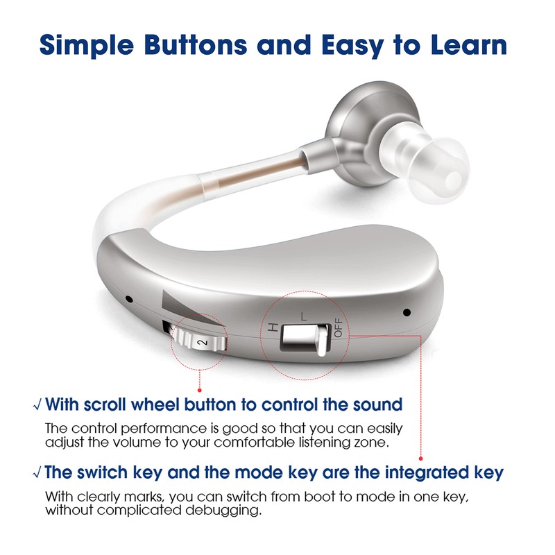 Britzgo Hearing Aids,Noise Cancelling by Digital Chip,Rechargeable Sound Amplifier,40 Hour