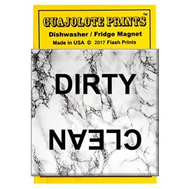Guajolote Prints Dishwasher Magnet, Clean Dirty Sign, Strong Metal, Elegant Marble Design, 1 Count, 2.5 x 2.5 inches