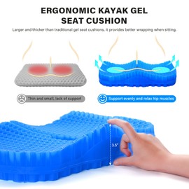 Bilbear Thicker Gel Kayak Seat Cushion,Large Seat Cushions for Kayaks,Paddle Board,Canoe and Boating,HIPS Relief Seat Cushion Pad for Kayak Accessories