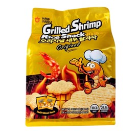 Han Maru Grilled Shrimp Rice Snack, Original Flavor, Korean Snacks, 24 Individual Packs