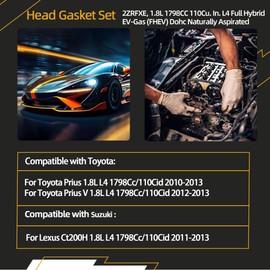 Engine MLS Head Gasket Set with Bolts Kit, for Toyota Prius 10-13, for Toyota Prius V 12-13, for Lexus CT200H 11-13, 1.8L L4 1798Cc/110Cid 2ZR-FXE, HS26515PT-1