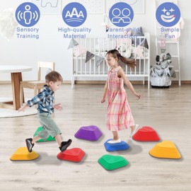 8PCS Balance Stepping Stones,Non-Slip Stepping Stone,Toddlers Sensory Play Equipment Toy,Durable Non-Slip Stones Promotes Balance Coordination & Strength for Kids Ages 3-8(Heart-shaped)