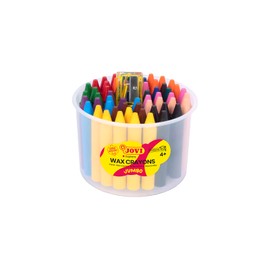 Jovi - Pastelli a cera Rotondi, Scatola da 60 unità + Temperamatite, Colori Assortiti, Tratto liscio e uniforme, Resistente e ad alte prestazioni, Senza Glutine