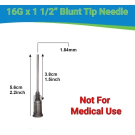 Unbranded Blunt Tip Needles 16G x 1 1/2" - Luer Lock - 20 Pack - Dispense Glue, Oil, Ink