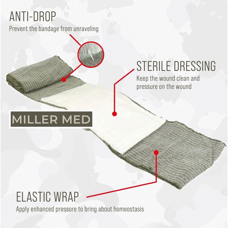 MillerMed Israeli Compression Bandage Vacuum Sealed to Effectively Stop/Reduce Blood