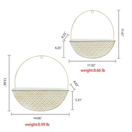 Chadechimo 2-Piece Metal Planter Wall Hanging Baskets Decor Half-Moon Wall Mount Planter Set for Shabby Chic Farmhouse Outdoor Indoor Wall Decor