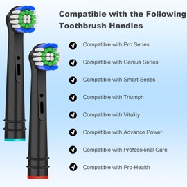 16 Pack Toothbrush Heads Compatible with Oral B Braun, Brush Heads Compatible with Oral B Vitality Pro/Smart/Genius/Pro 1 Series Electric Toothbrushes (Black/White)