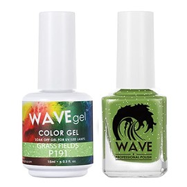 WAVEGEL Soak-Off Gel & Nail Lacquer Matching Duo Set - Simplicity Collection - #P191 Grass Fields I 0.5 Oz