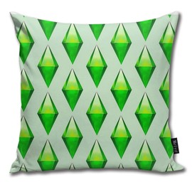 QMS CONTRACTING LIMITED The Sims Plumbob Print Pillowcase Home Life Cotton Cushion Case 18 x 18 inches