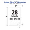 Permanent Reinforcment labels, 1/4" Dia, 560/PK, White, Sold as 1