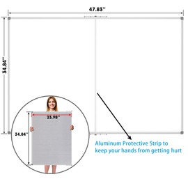 JILoffice Magnetic Foldable White Board 48 x 36 Inches, Dry Erase Whiteboard, Silver Aluminum Frame with 2 Detachable Marker Tray Wall Mounted Board for Office Home and School
