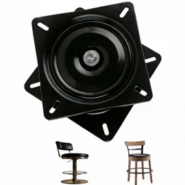 7inch Heavy-Duty Bar Stool Rotating Base Replacement, 360 ° Square Black Metal Rotating Plate Base with Solid Ball Bearings, Used for Changing Lounge Chairs, bar stools, and Boat Chairs