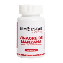 Vinagre de Manzana en Cápsula  60 Cápsulas  30 Porciones  Sin Sabor Ácido  Sin Azúcar  Bemestar Wellness                                              