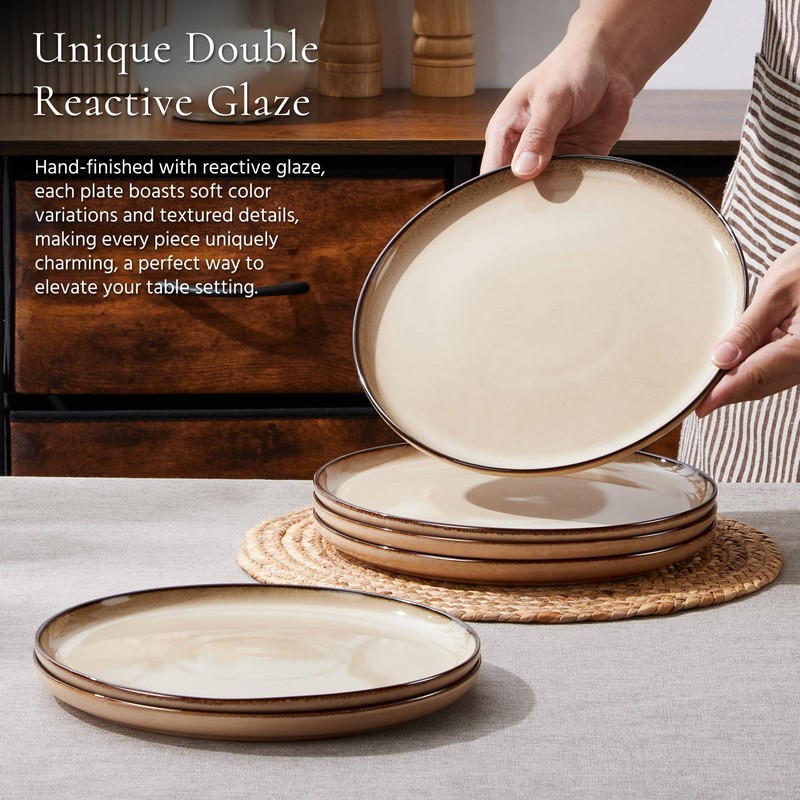 E-far 10.5” Ceramic Dinner Plates Set of 6, Large Reactive