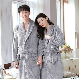 Microfiber winter shower gown, bathrobe, pajama gown, hotel gown, sleep gown wintersha white