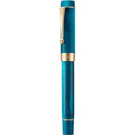 Jinhao 100 Pluma estilográfica estilo clásico azul pavo real, acrílico, punta fina con convertidor y estuche dorado
