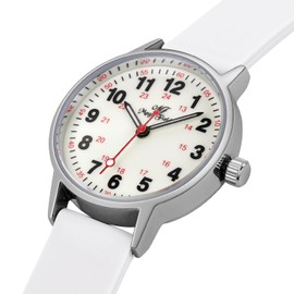 ManChDa Women Watch for Nurse, Medical Professionals, Doctors Watch for Women Men, White Silicone Band, Quartz Luminous Dial, Military Time, Watch Second Hand and 24 Hour Wrist Watches