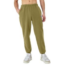 Champion Men's, Reverse Weave, Stadium Sweatpants with Pockets, Elastic Bottom, 30", Washed Outdoor Olive Green C Patch Logo