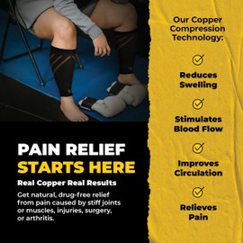 Calf Compression Sleeves for Wide Calves for Men & Women: Leg Sleeve and Shin Splints Support - Ideal for Leg Cramp Relief, Copper Infused Nylon: 5XL