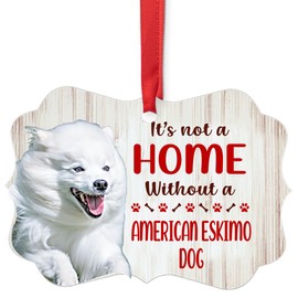 House is Not A Home Without American Eskimo Dog Running Christmas Ornaments 2025 Aluminum Puppy Owner Gifts