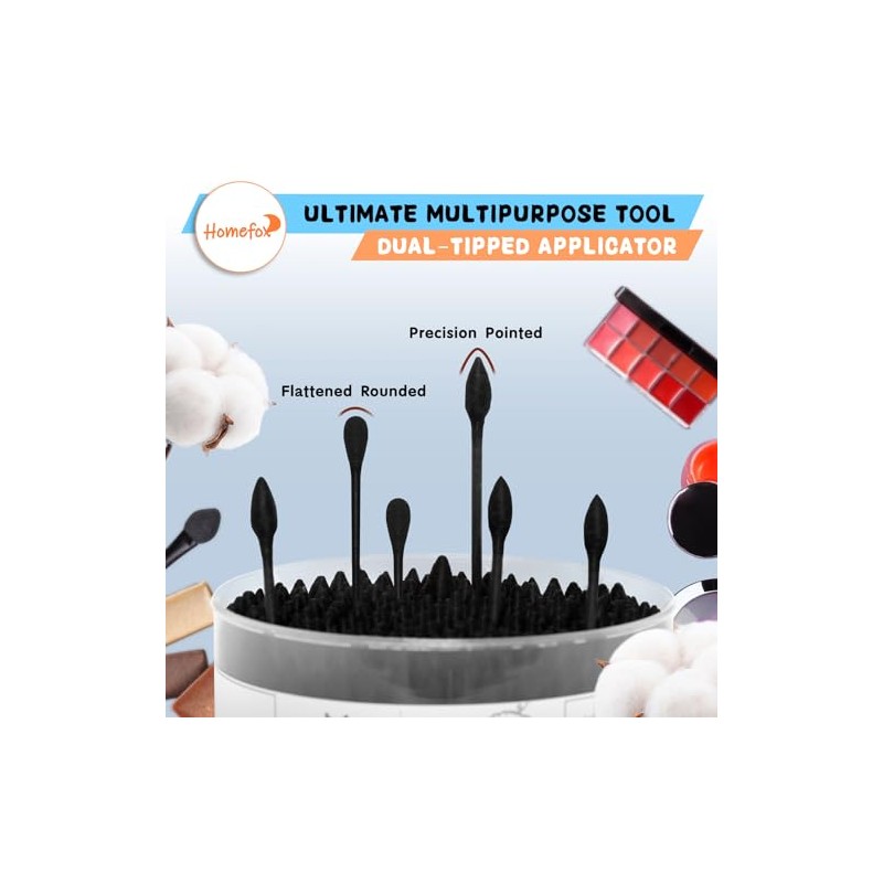XL Black Thick Cotton Swabs Pointed Precision - 750 Count
