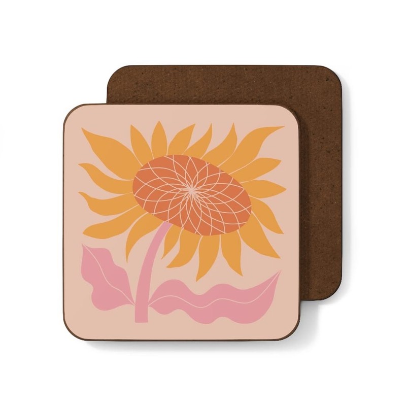 4 Coaster Set Retro Flowers 60s 70s Vintage Inspired