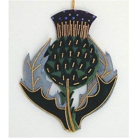 St. Nicolas- Scottish Thistle - Embroidered Christmas Ornament - Zari