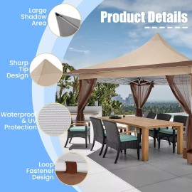 Caroma NEW 12x12 Pop up Gazebo with Mosquito Nettings Waterproof Outdoor Patio Tent # - Khaki
