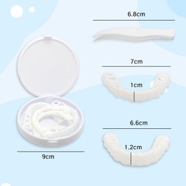 YAFIYGI 1Set Teeth Cover for Men Dental Care Kit Fake Cosmetic Teeth Molar Orthodontic Dentures Smile Snap Tooth Covers 1 Top and 1 Bottom with Adhesives Tweezers Box