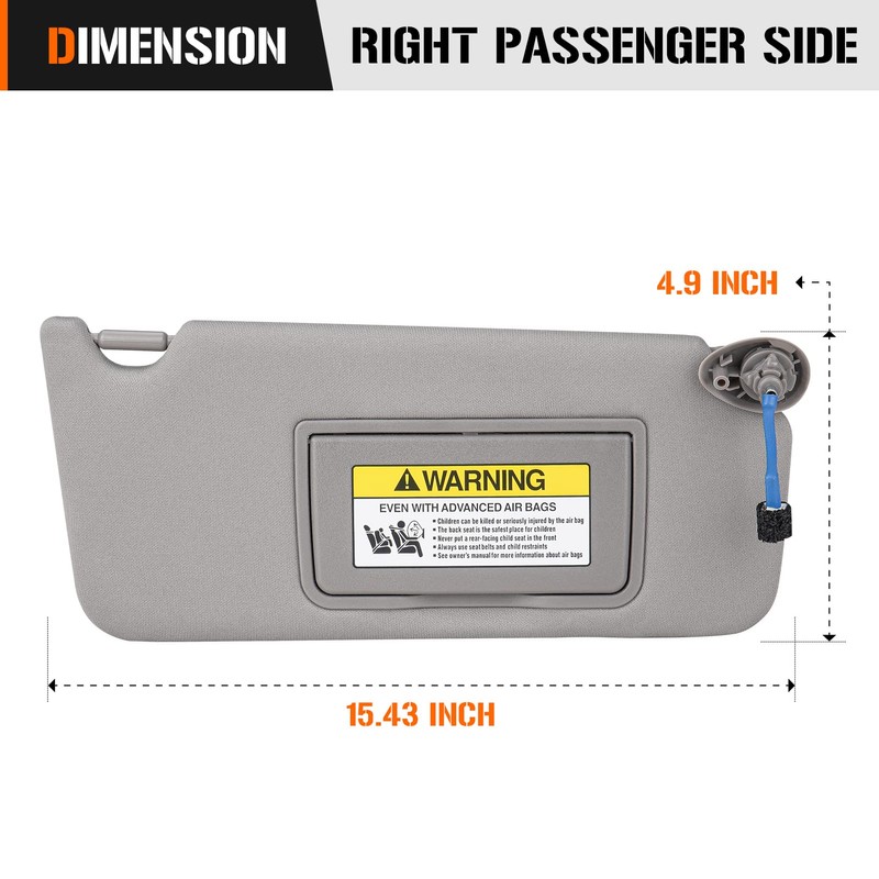 Sun Visor with Light for Honda Accord 2008-2017, Right Passenger