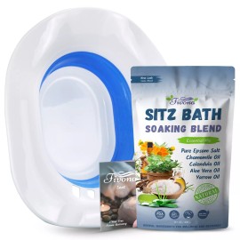 Fivona 2 In 1 Sitz Bath Soak Kit - Seat and Epsom Salt With Essential Oils Blend