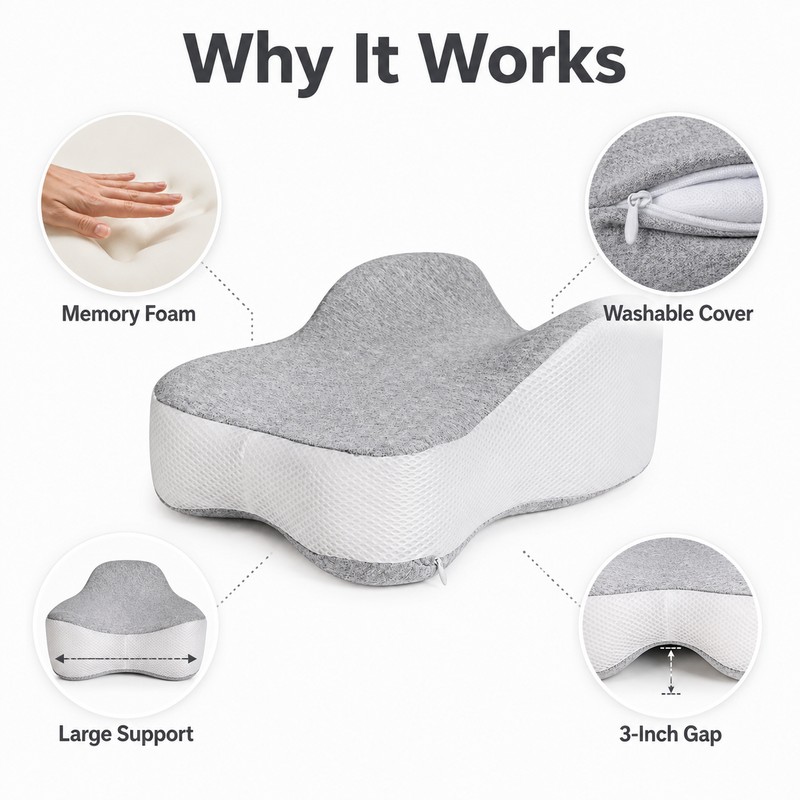 Knee Pillow for Side Sleepers - Large Memory Foam Leg