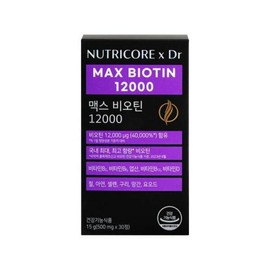 NutriCore (현대백화점)뉴트리코어맥스 비오틴 12000(500mgX30정) (Hyundai Department Store) NutriCore Max Biotin 12000 (500mg x 30 tablets)