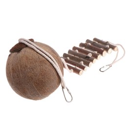 Guijinhao Coconut Hide with Ladder, Bird and Small Animal Toy for Reptiles Crested Gecko Tank Accessories, Leopard Gecko Accessories Lizard Coconut Hide with Ladder, Bird and Small Animal Toy(A76-1)