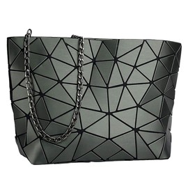 whatUneed Frauen Mode Geometrische Gitter Umhängetasche, PU-Leder Casual Cross-Body Messenger Bag für Mädchen