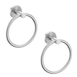 USHOWER 2 Pack Brushed Nickel Towel Ring, Hand Towel Holder for Bathroom, Durable 304 Stainless Steel, Modern Style