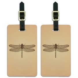 Dragonfly Vintage Insect Luggage ID Tags Suitcase Carry-On Cards - Set of 2