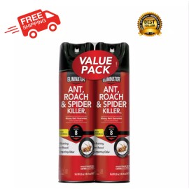 Eliminator Indoor Bug Roach & Spider Insect Killer Aerosol Spray Pack Of 2 Kill On Contact