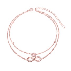 Anklet Rose Gold with Letters Waterproof I Anklet for Women Girls 26 Letter Double Bracelet Anklet Adjustable (22-27 cm) Gifts for Girlfriend Lover