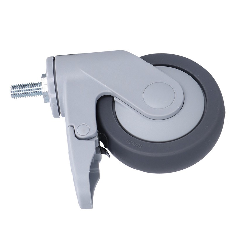 4in Caster M12 Thread Stem Silent Universal Wheel with Brake